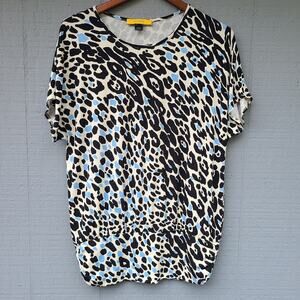 St John Animal Print Short Sleeve Top Small Tunic